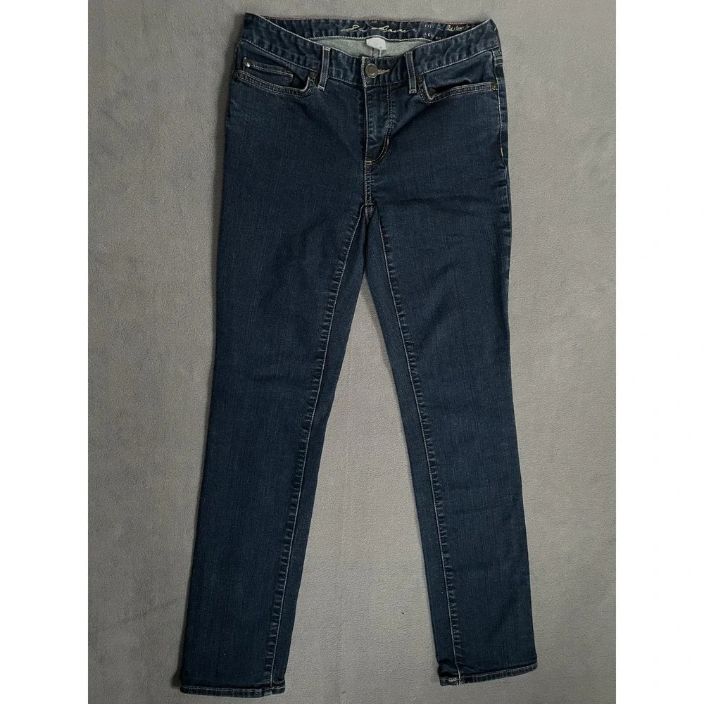 Eddie Bauer Slightly Curvy Slim Straight Jeans‎ Womens 2s -26x28 Dark Wash